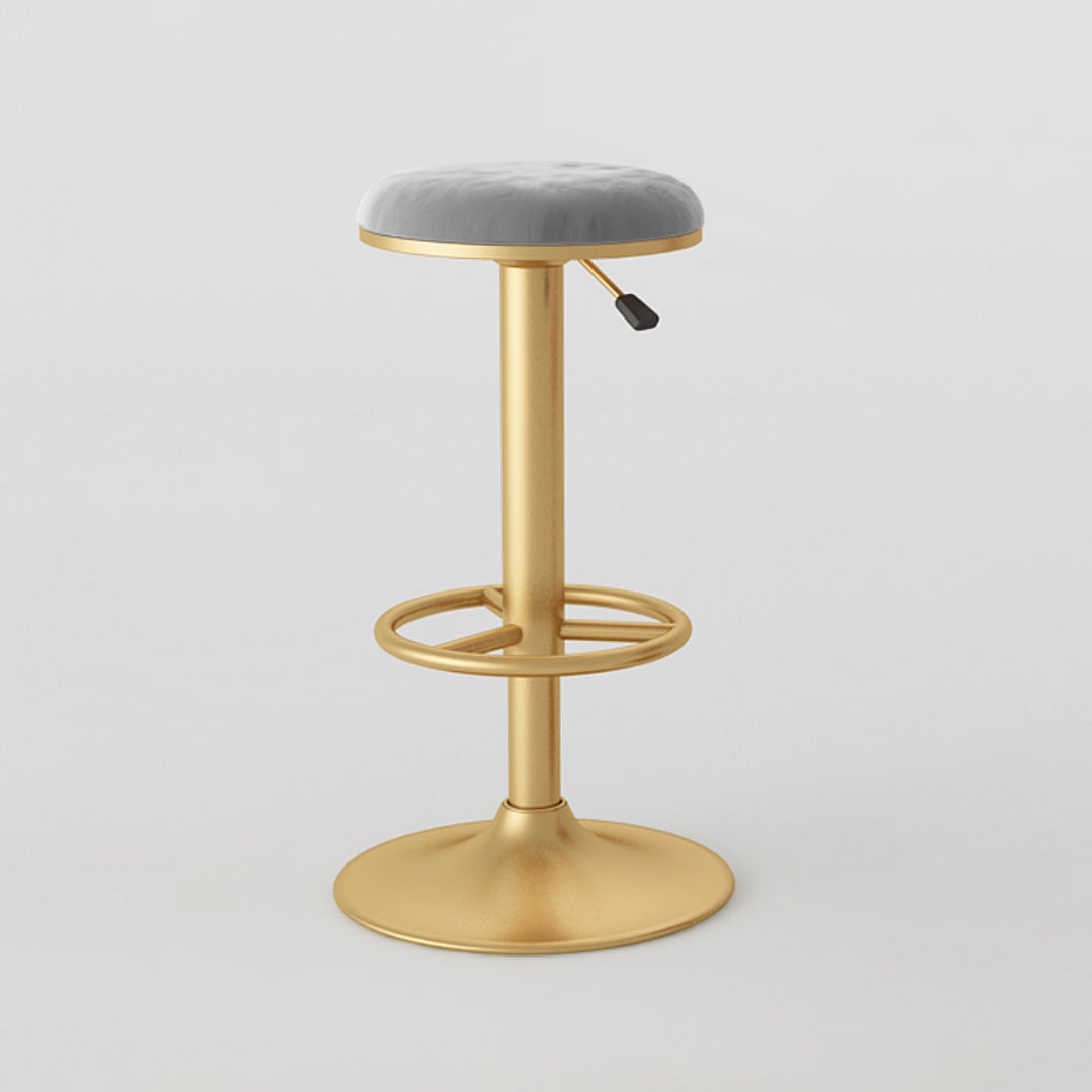 Nordic Glam Liftable Bar Stool Round Counter Bar Stool with Metal Legs