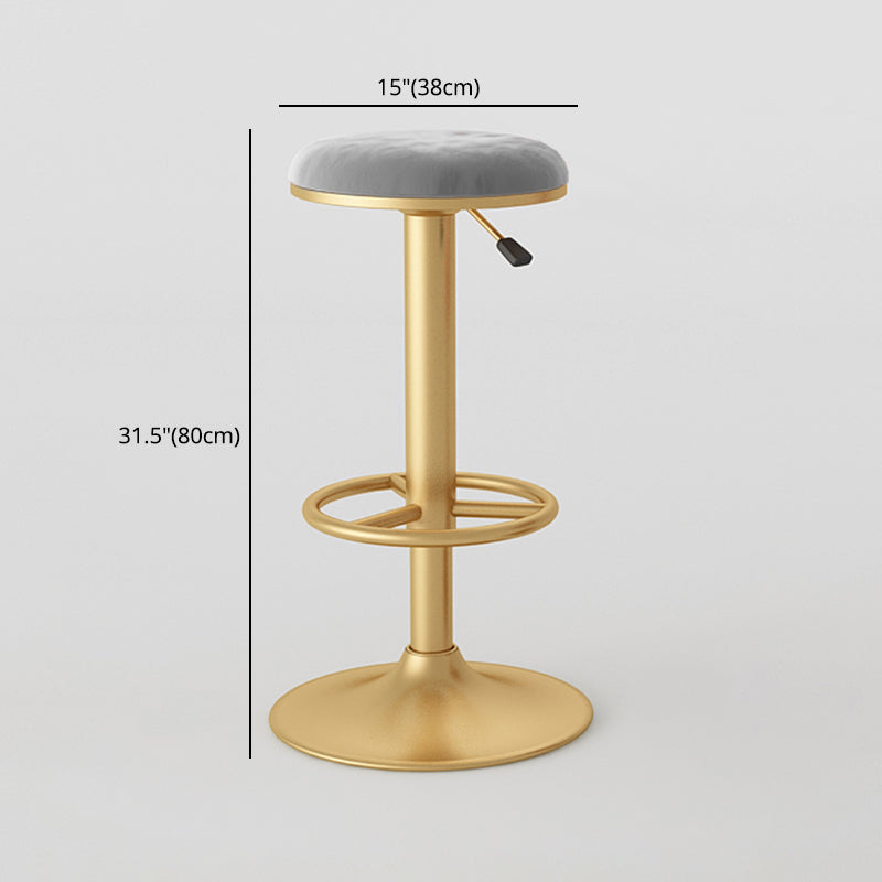 Nordic Glam Liftable Bar Stool Round Counter Bar Stool with Metal Legs