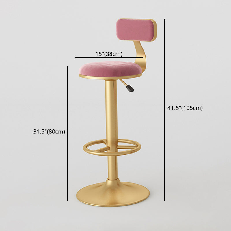 Nordic Glam Liftable Bar Stool Round Counter Bar Stool with Metal Legs