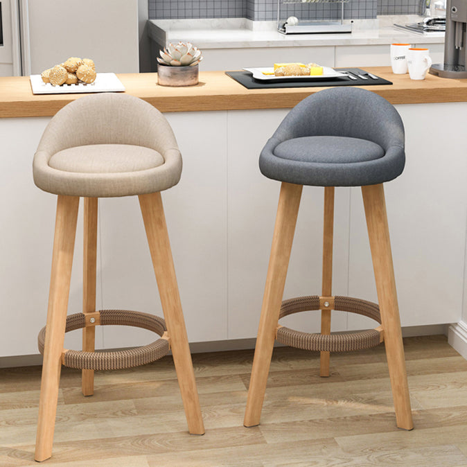 Scandinavian Upholstered Footrest Barstool Matte Finish Wood Bristol Stool