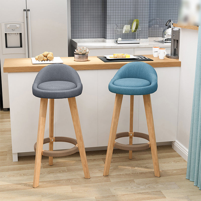 Scandinavian Upholstered Footrest Barstool Matte Finish Wood Bristol Stool