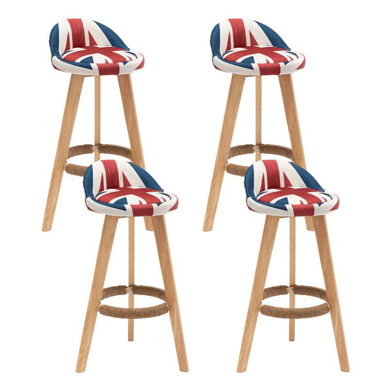 Scandinavian Upholstered Footrest Barstool Matte Finish Wood Bristol Stool