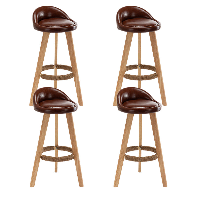 Scandinavian Upholstered Footrest Barstool Matte Finish Wood Bristol Stool