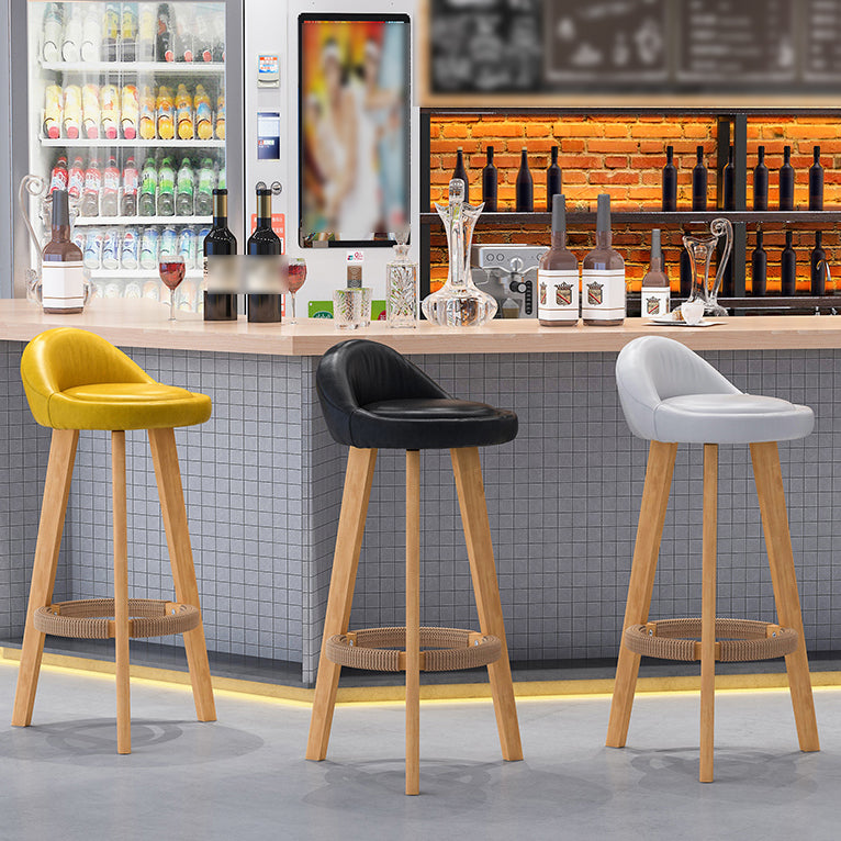 Scandinavian Upholstered Footrest Barstool Matte Finish Wood Bristol Stool