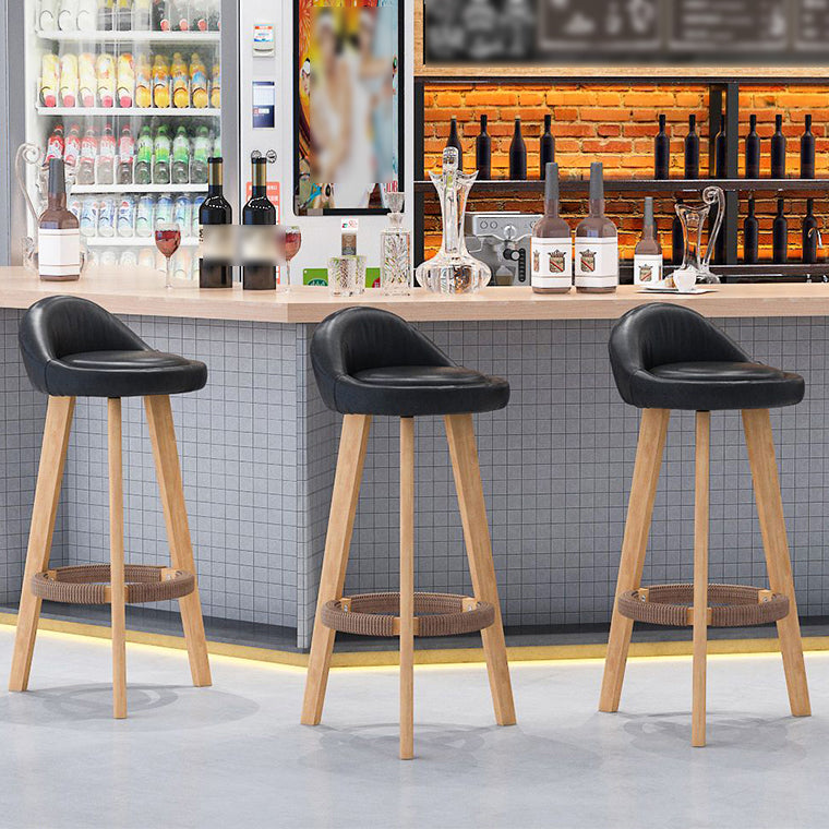 Scandinavian Upholstered Footrest Barstool Matte Finish Wood Bristol Stool