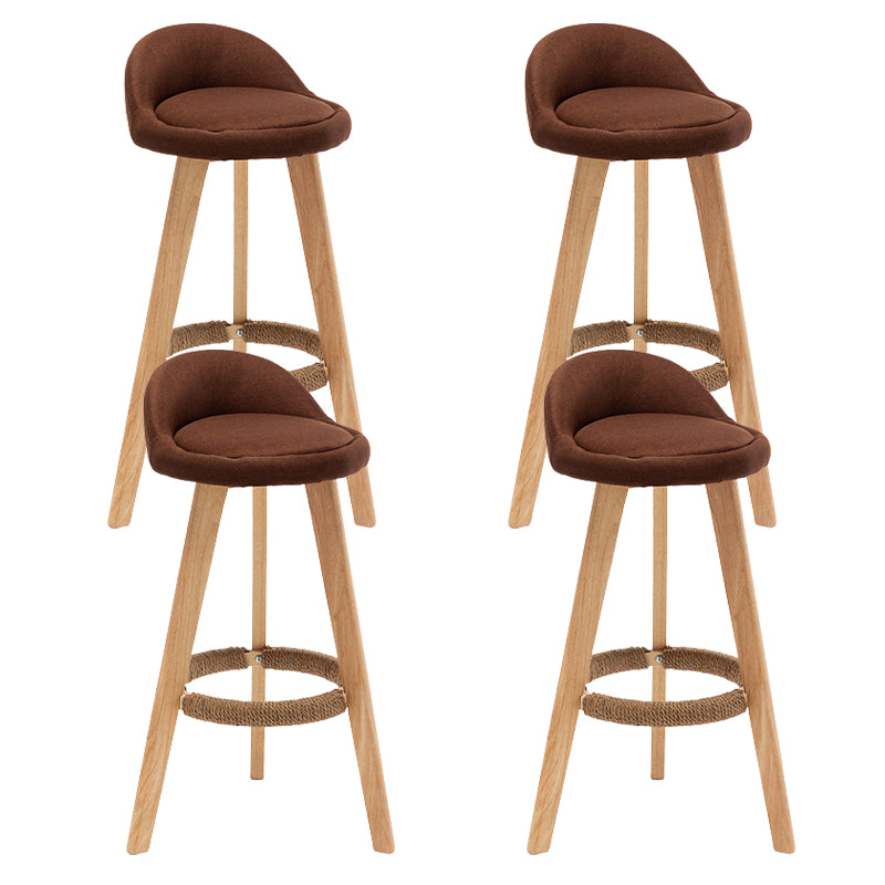 Scandinavian Upholstered Footrest Barstool Matte Finish Wood Bristol Stool