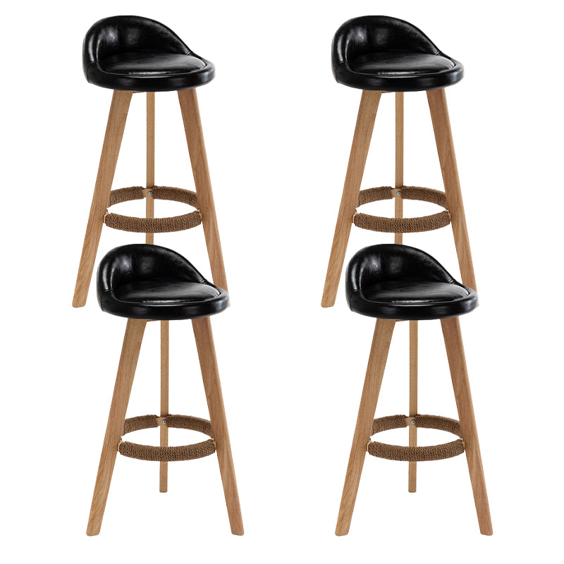 Scandinavian Upholstered Footrest Barstool Matte Finish Wood Bristol Stool
