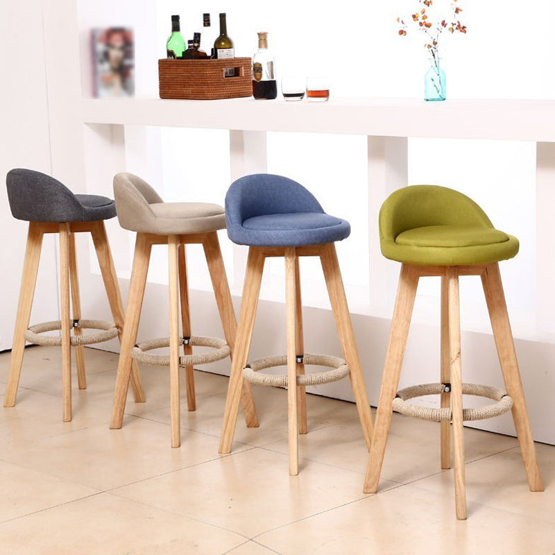 Contemporary Style Low Back Bar-stool Wooden Bar Stool for Restaurant