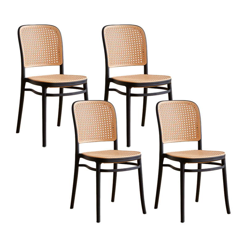 Contemporary Square Bar and Counter Stool Rattan Stool with 4 Legs