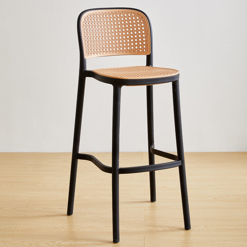 Contemporary Square Bar and Counter Stool Rattan Stool with 4 Legs