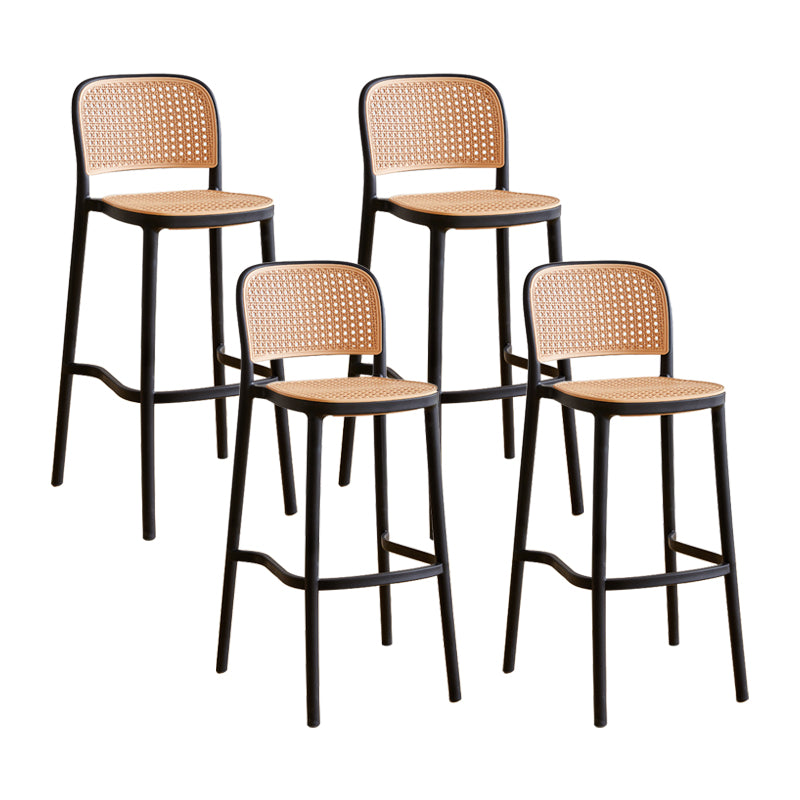 Contemporary Square Bar and Counter Stool Rattan Stool with 4 Legs
