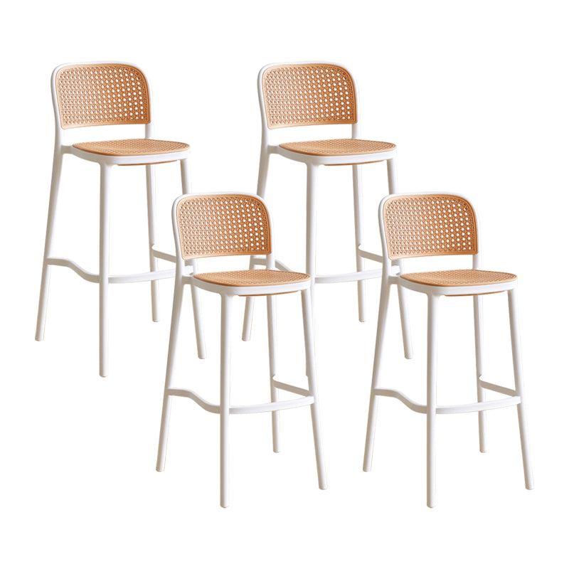 Contemporary Square Bar and Counter Stool Rattan Stool with 4 Legs