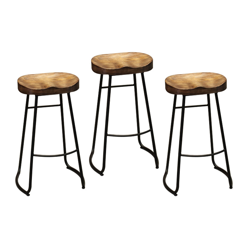 Industrial Bar and Counter Stool Brown Stool with Black Base