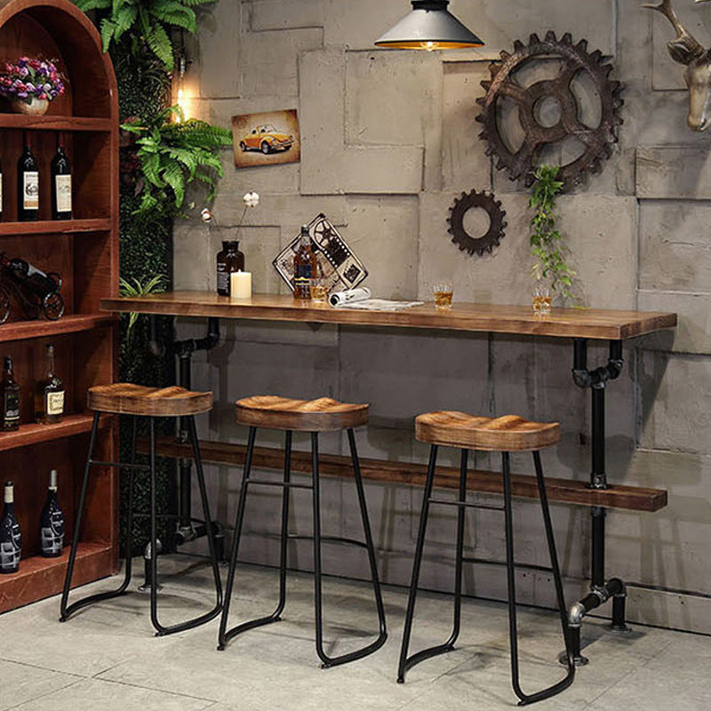 Industrial Bar and Counter Stool Brown Stool with Black Base