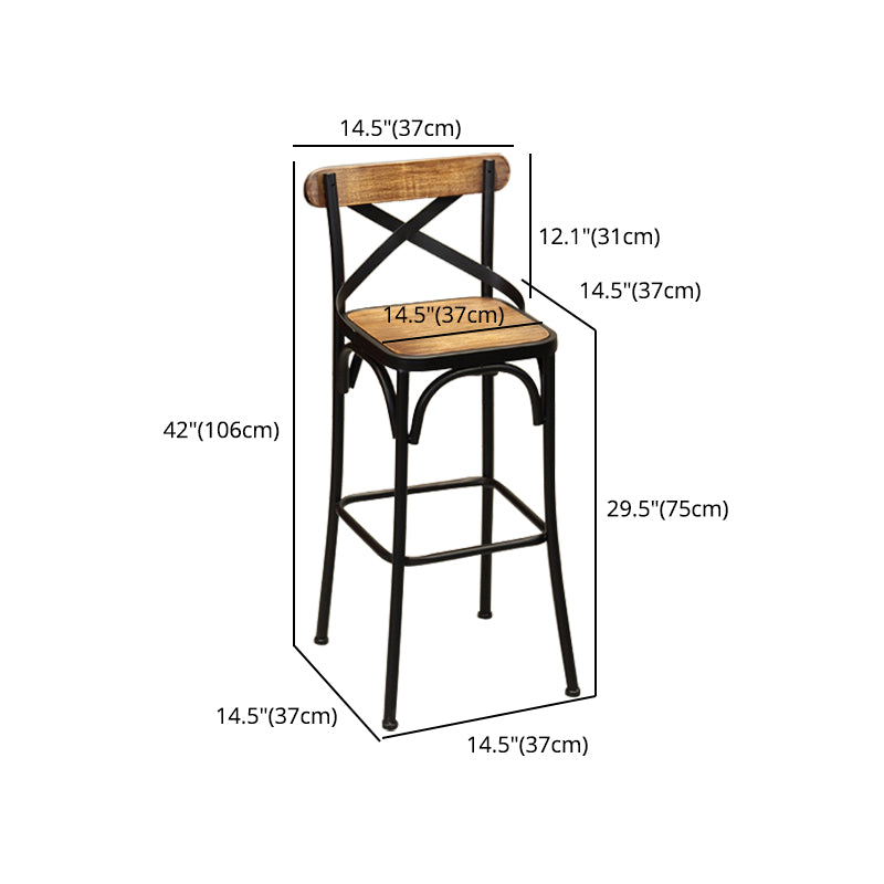 Industrial Bar and Counter Stool Brown Stool with Black Base