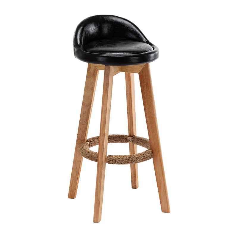 Scandinavian Wood Kitchen Dining Room Armless Stool Low Back Bar Stool