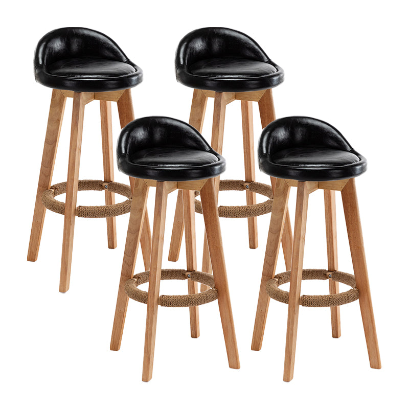 Scandinavian Wood Kitchen Dining Room Armless Stool Low Back Bar Stool