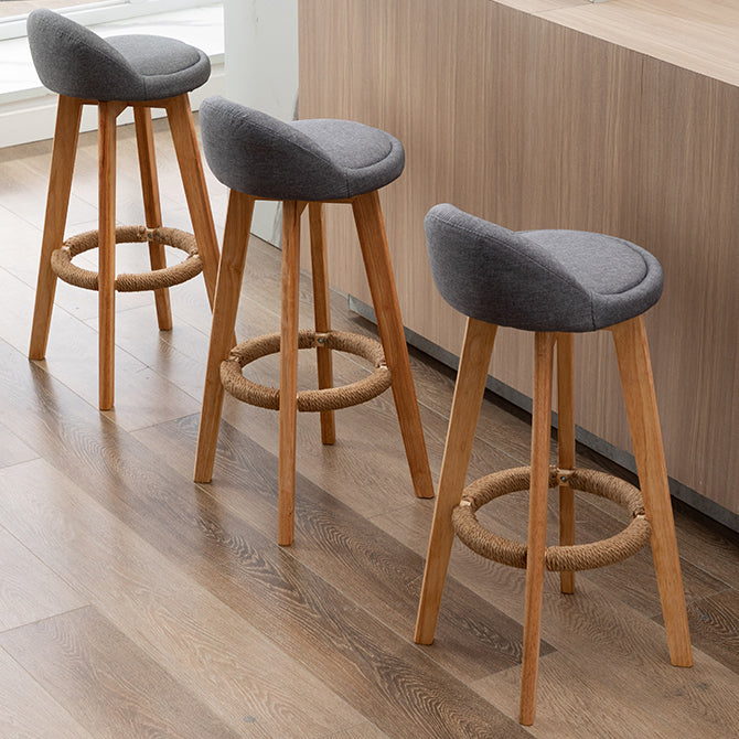 Scandinavian Wood Kitchen Dining Room Armless Stool Low Back Bar Stool