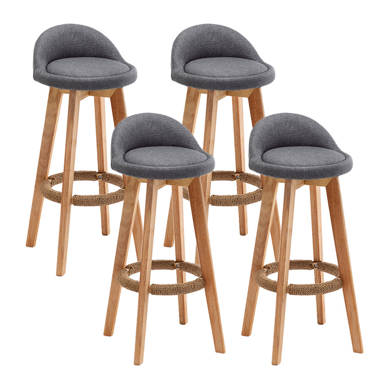 Scandinavian Wood Kitchen Dining Room Armless Stool Low Back Bar Stool