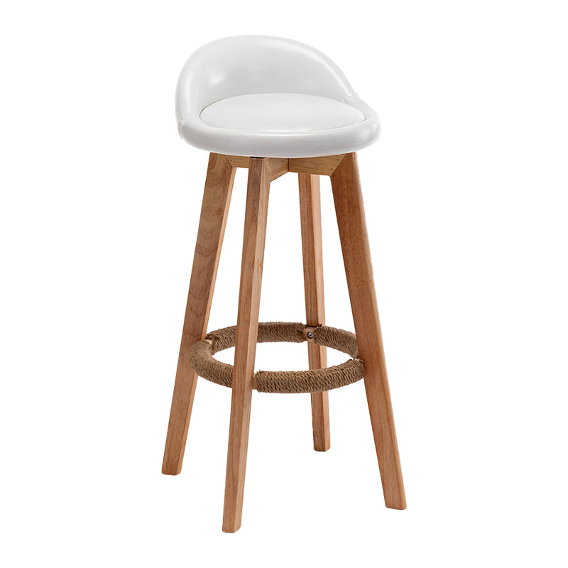 Scandinavian Wood Kitchen Dining Room Armless Stool Low Back Bar Stool