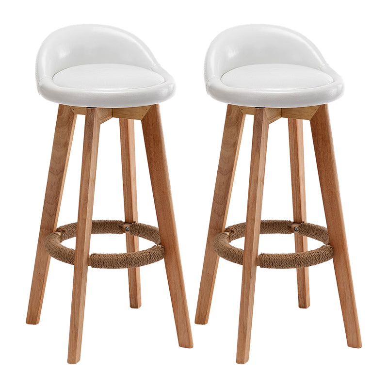 Scandinavian Wood Kitchen Dining Room Armless Stool Low Back Bar Stool