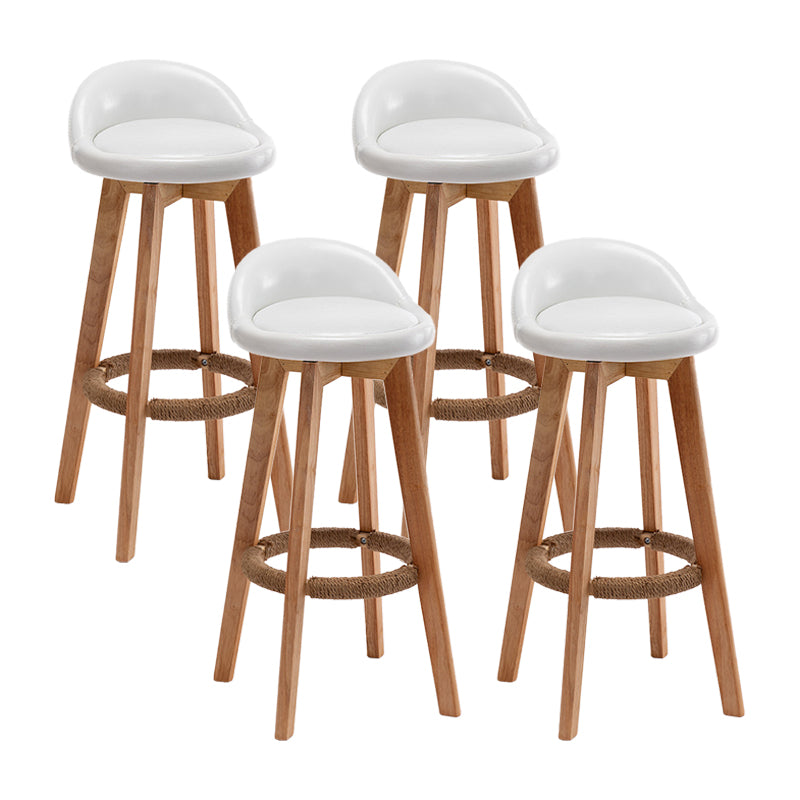 Scandinavian Wood Kitchen Dining Room Armless Stool Low Back Bar Stool