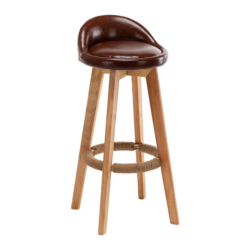 Scandinavian Wood Kitchen Dining Room Armless Stool Low Back Bar Stool