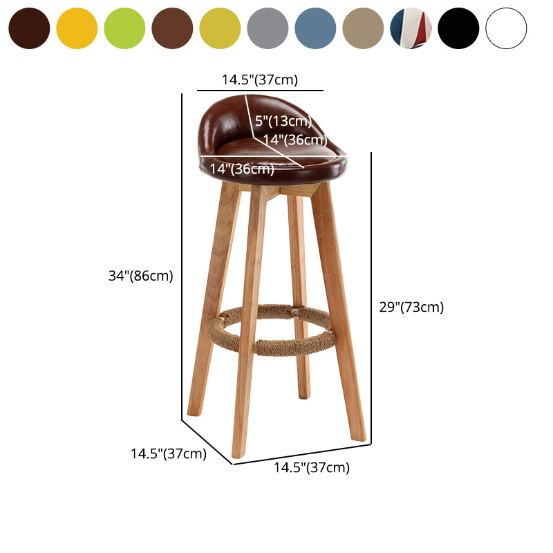 Scandinavian Wood Kitchen Dining Room Armless Stool Low Back Bar Stool