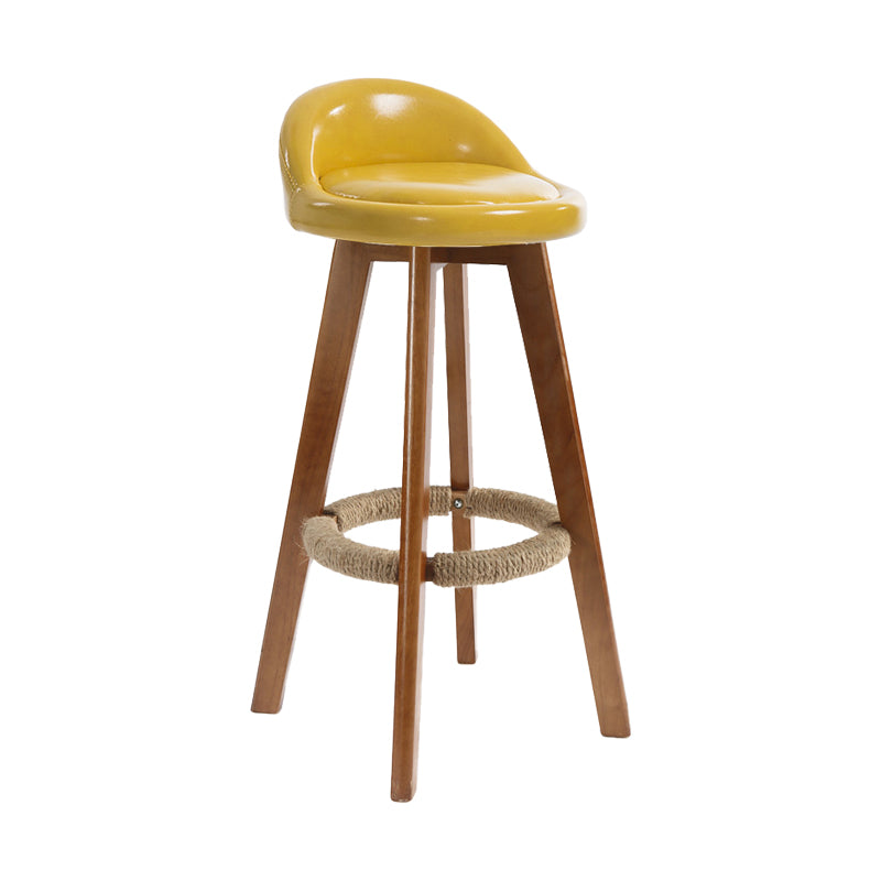 27.56" Wood Scandinavian Kitchen Dining Room Armless Stool Low Back Bar Stool