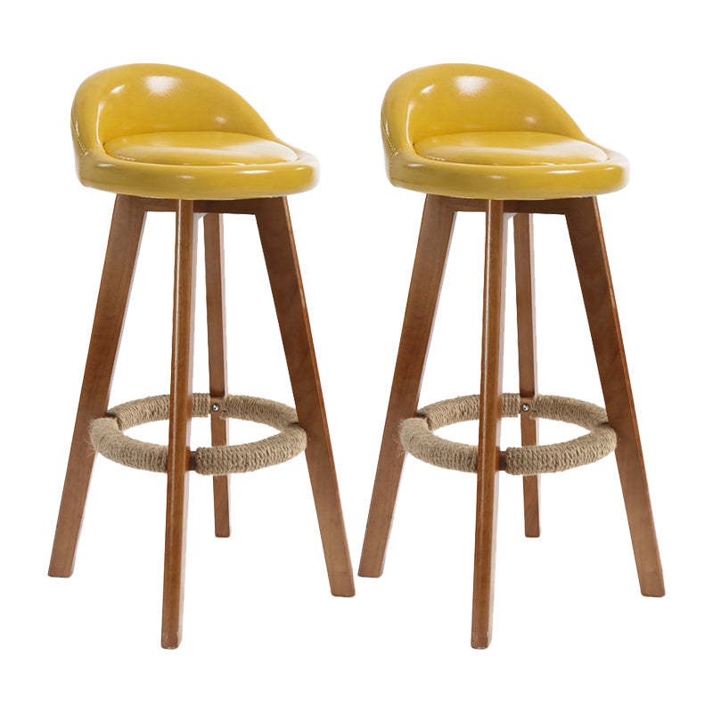 27.56" Wood Scandinavian Kitchen Dining Room Armless Stool Low Back Bar Stool