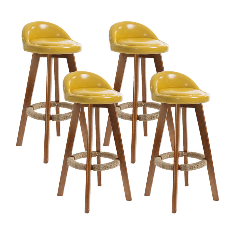 27.56" Wood Scandinavian Kitchen Dining Room Armless Stool Low Back Bar Stool