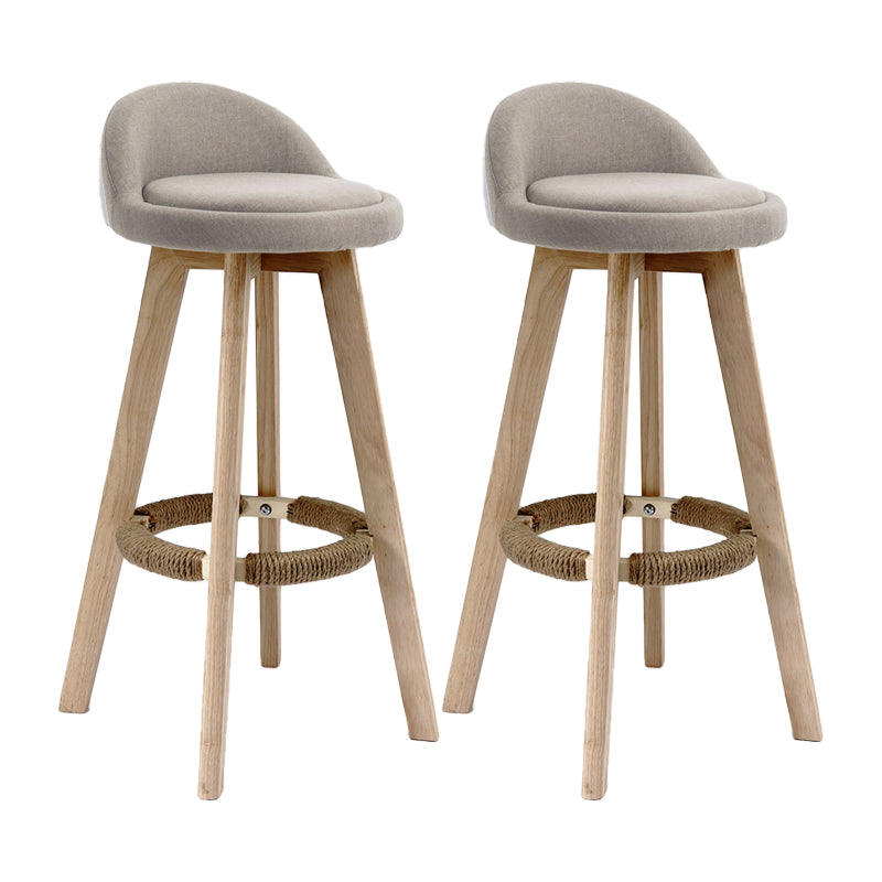 27.56" Wood Scandinavian Kitchen Dining Room Armless Stool Low Back Bar Stool