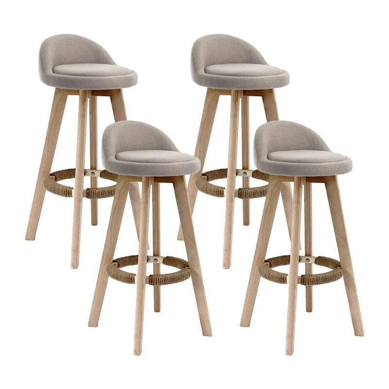 27.56" Wood Scandinavian Kitchen Dining Room Armless Stool Low Back Bar Stool