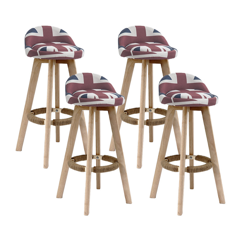27.56" Wood Scandinavian Kitchen Dining Room Armless Stool Low Back Bar Stool