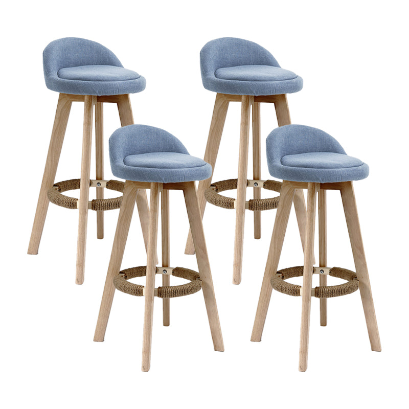 27.56" Wood Scandinavian Kitchen Dining Room Armless Stool Low Back Bar Stool