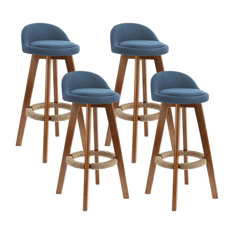 27.56" Wood Scandinavian Kitchen Dining Room Armless Stool Low Back Bar Stool