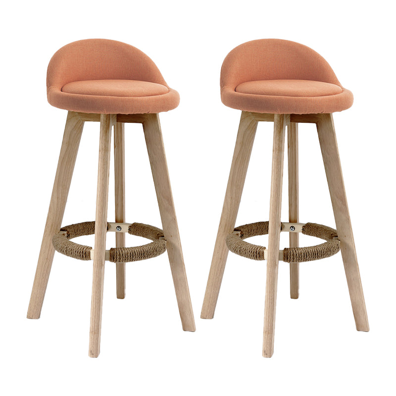 27.56" Wood Scandinavian Kitchen Dining Room Armless Stool Low Back Bar Stool