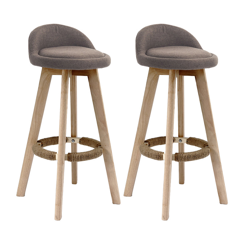 27.56" Wood Scandinavian Kitchen Dining Room Armless Stool Low Back Bar Stool