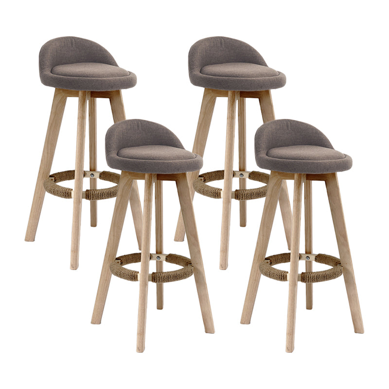 27.56" Wood Scandinavian Kitchen Dining Room Armless Stool Low Back Bar Stool