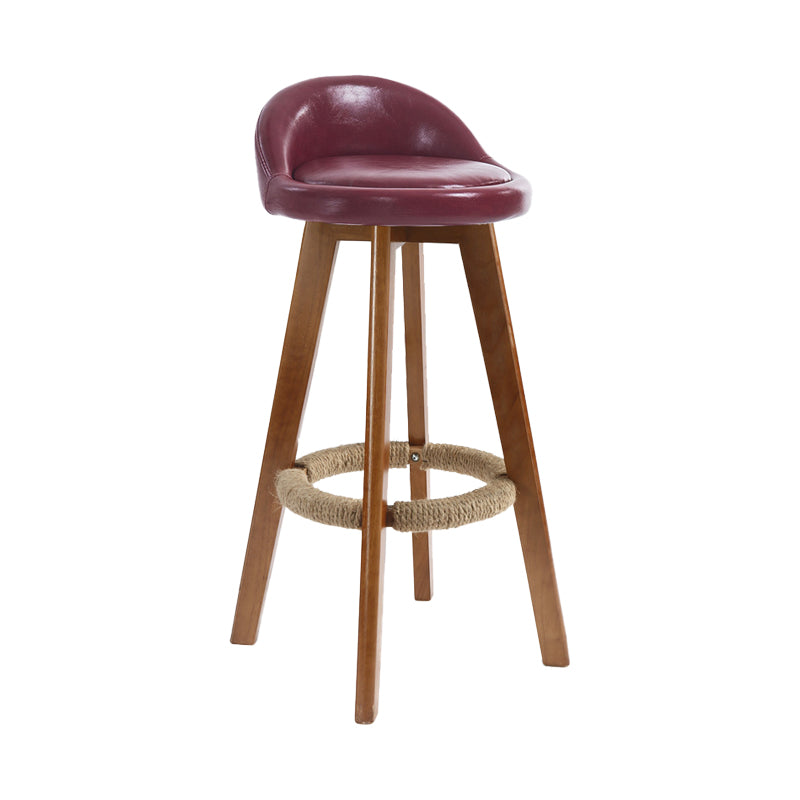 27.56" Wood Scandinavian Kitchen Dining Room Armless Stool Low Back Bar Stool
