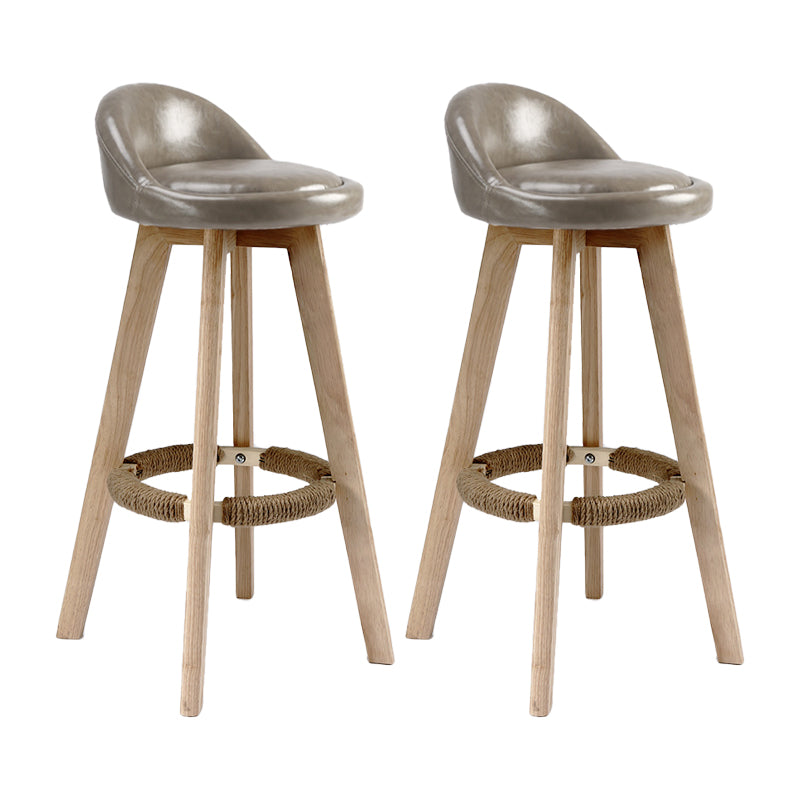 27.56" Wood Scandinavian Kitchen Dining Room Armless Stool Low Back Bar Stool