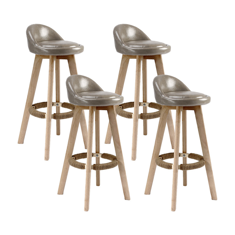 27.56" Wood Scandinavian Kitchen Dining Room Armless Stool Low Back Bar Stool