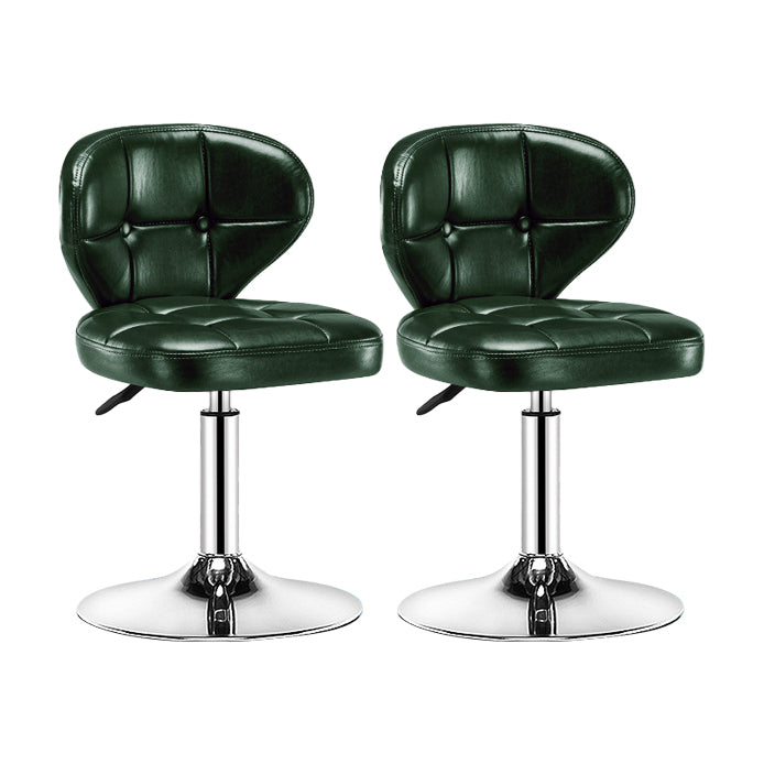 Contemporary Adjustable Bar and Counter Stool Low Back Leather Stool with Pedestal Base