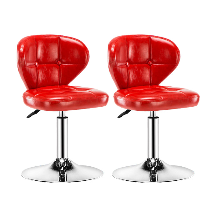 Contemporary Adjustable Bar and Counter Stool Low Back Leather Stool with Pedestal Base