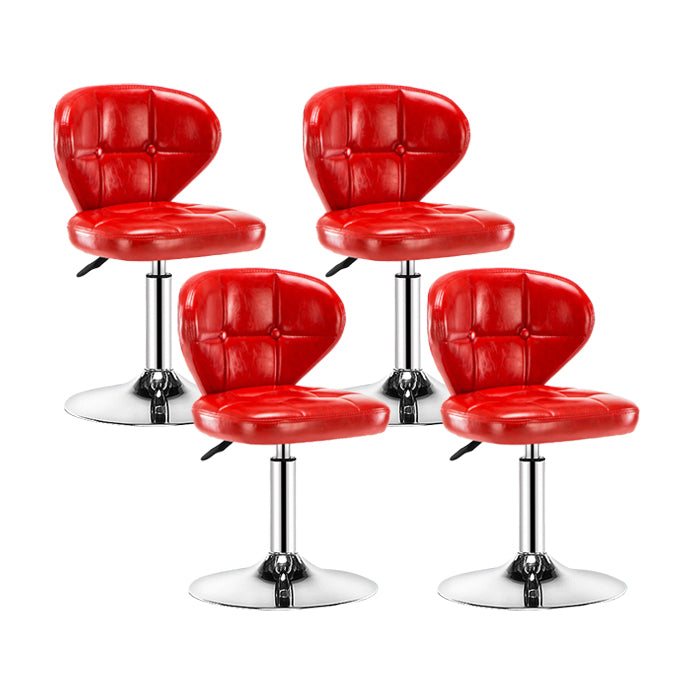 Contemporary Adjustable Bar and Counter Stool Low Back Leather Stool with Pedestal Base