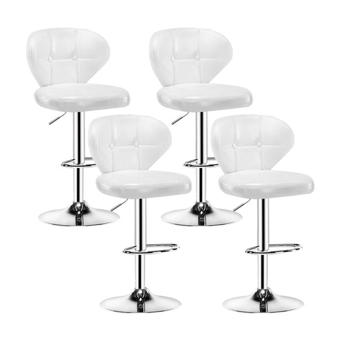 Contemporary Adjustable Bar and Counter Stool Low Back Leather Stool with Pedestal Base
