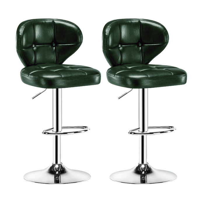 Contemporary Adjustable Bar and Counter Stool Low Back Leather Stool with Pedestal Base