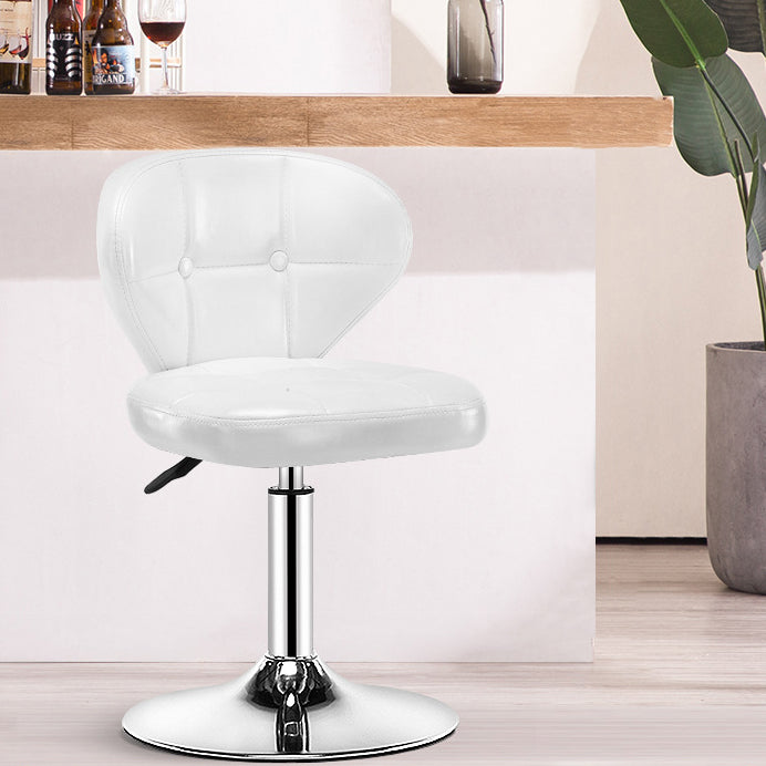 Contemporary Adjustable Bar and Counter Stool Low Back Leather Stool with Pedestal Base