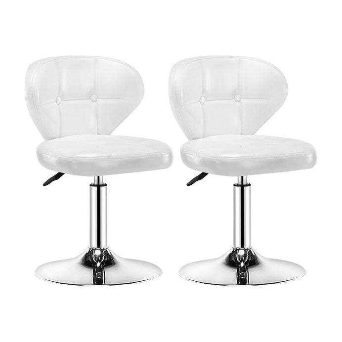 Contemporary Adjustable Bar and Counter Stool Low Back Leather Stool with Pedestal Base
