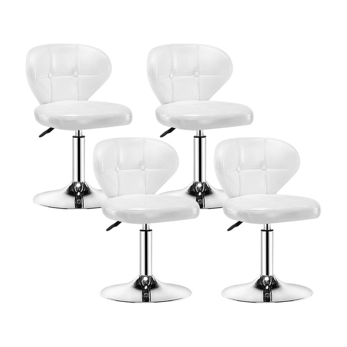 Contemporary Adjustable Bar and Counter Stool Low Back Leather Stool with Pedestal Base
